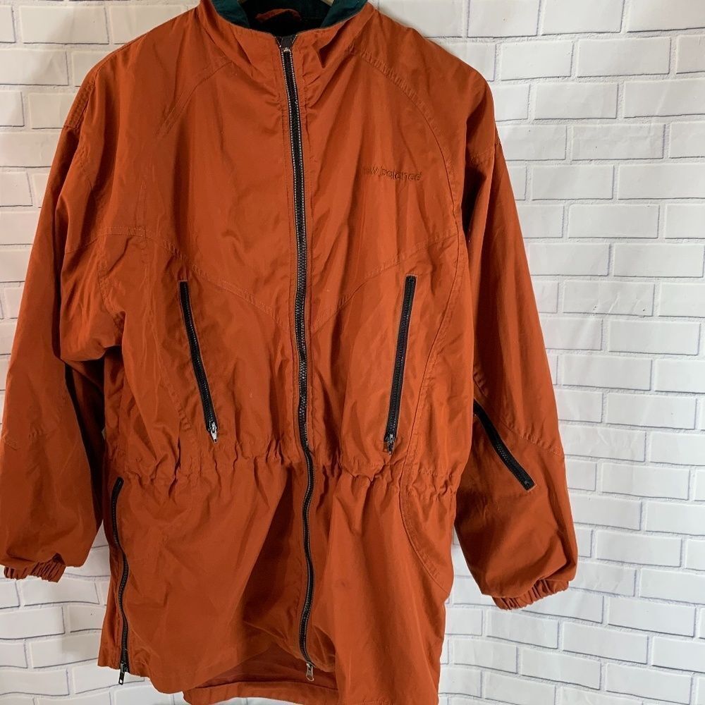 New Balance Orange Nylon Windbreaker Jacket Sz M